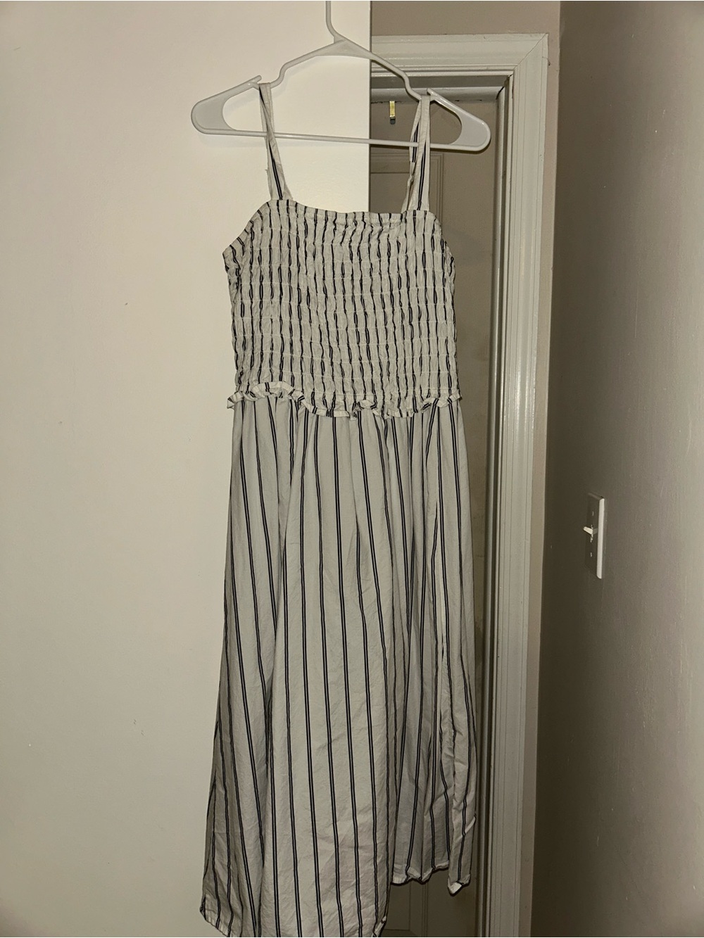Old Navy White Dress with Black Vertical Stripes